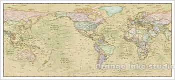 

Large HD Ocean World Map Classrooms Office Home Decoration Detailed Antique Poster Wall Chart Cotton cloth Canvas Painting