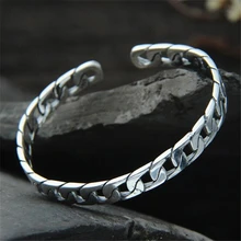 Мужской браслет из стерлингового серебра 925 пробы цепь для камеи браслет и мужской аксессуар хип-хоп рок-вечеринка Ювелирные изделия Шириной 6,9 мм 14,90 г