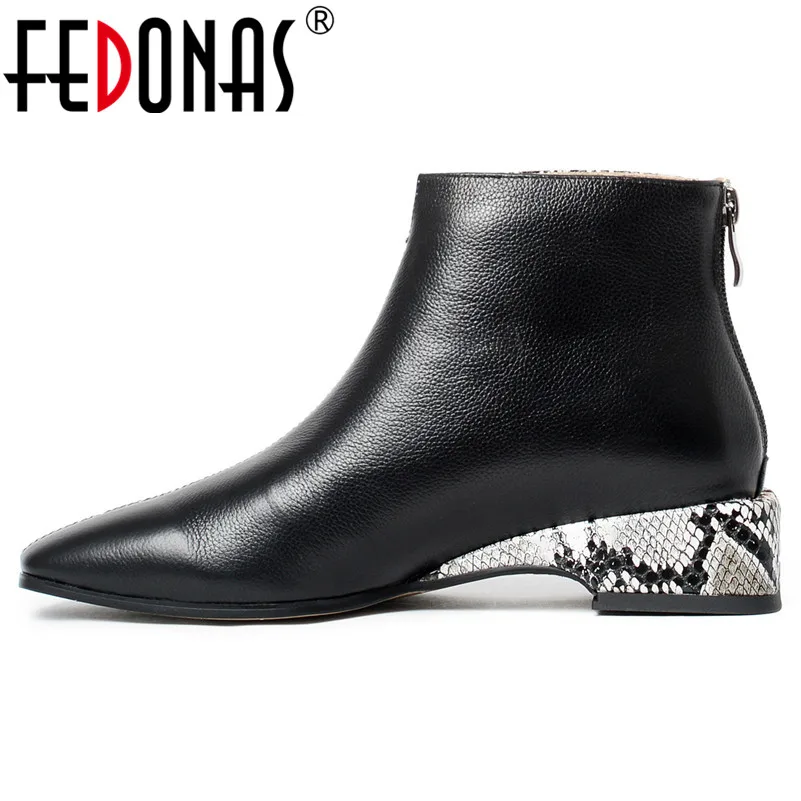 

FEDONAS Autumn Winter Animal Prints Genuine Leather Women Ankle Boots Fashion Patchwork Chelsea Short Boots Party Shoes Woman
