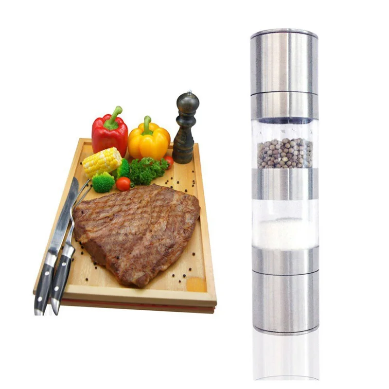Memokey Pepper Mill Grinder 2 in 1 Stainless Steel Manual Salt Pepper