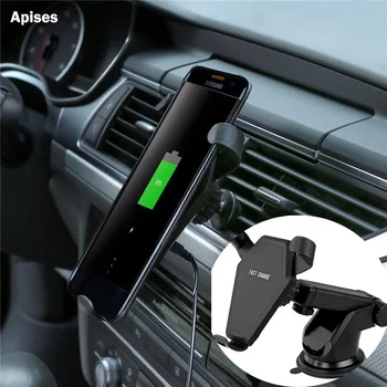 

Apises 10W Fast QI Wireless Car Charger Phone Holder for iPhone X 8 Plus Samsung Galaxy S8 S7 Note 8 Quick Charge Charging Mount