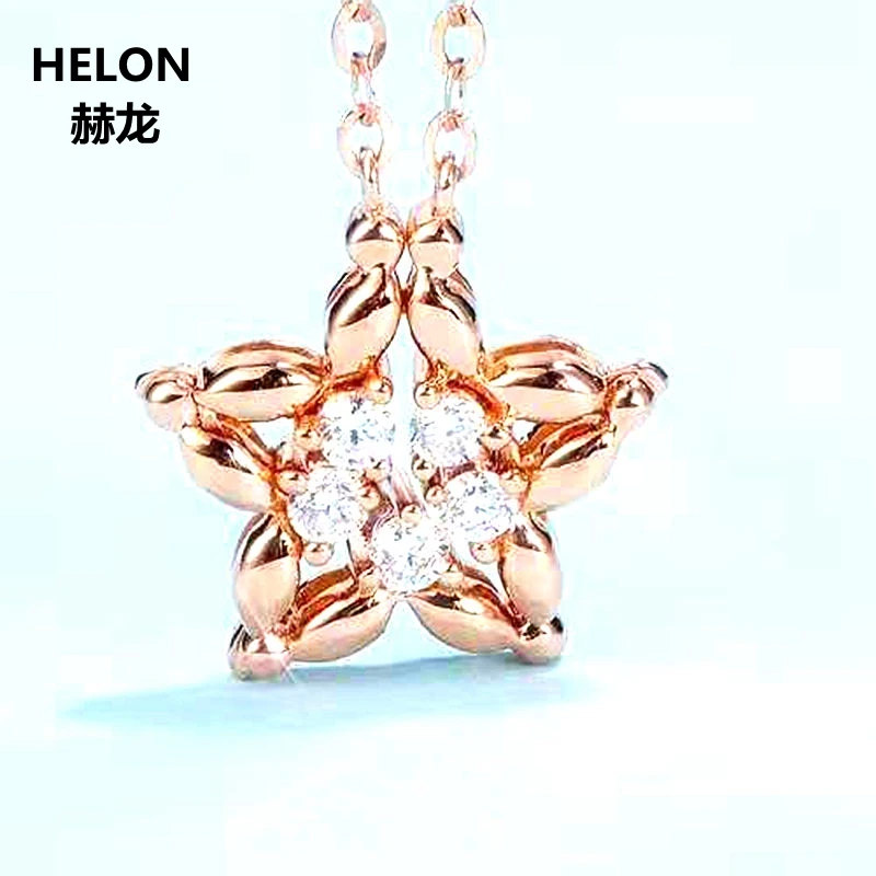 

0.18ct SI/H Full Cut Natural Diamonds Pendant Necklace Solid 18k Rose Gold Women Pendant Fine Jewelry Stars Shape