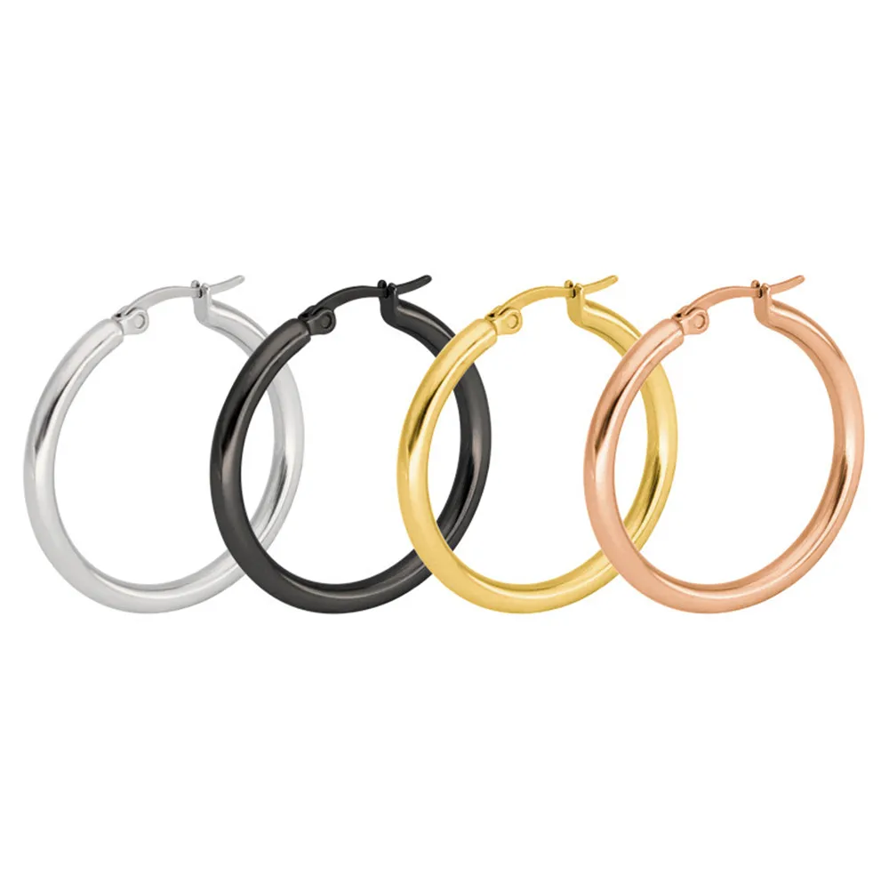 

New fashion simple ear rings circle accessories women Metal Round gold jewelry stainless steel earrings hoops men gifts