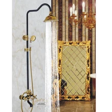 Black bath shower set Luxury shower set Ceramic flower is aspersed Bathroom Gold Wall Shower Sets