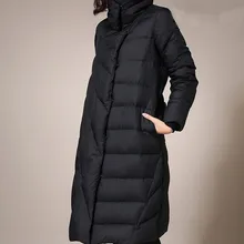 Пуховик с высоким воротником размера плюс, женский пуховик, женское пуховое пальто средней длины, зимняя куртка