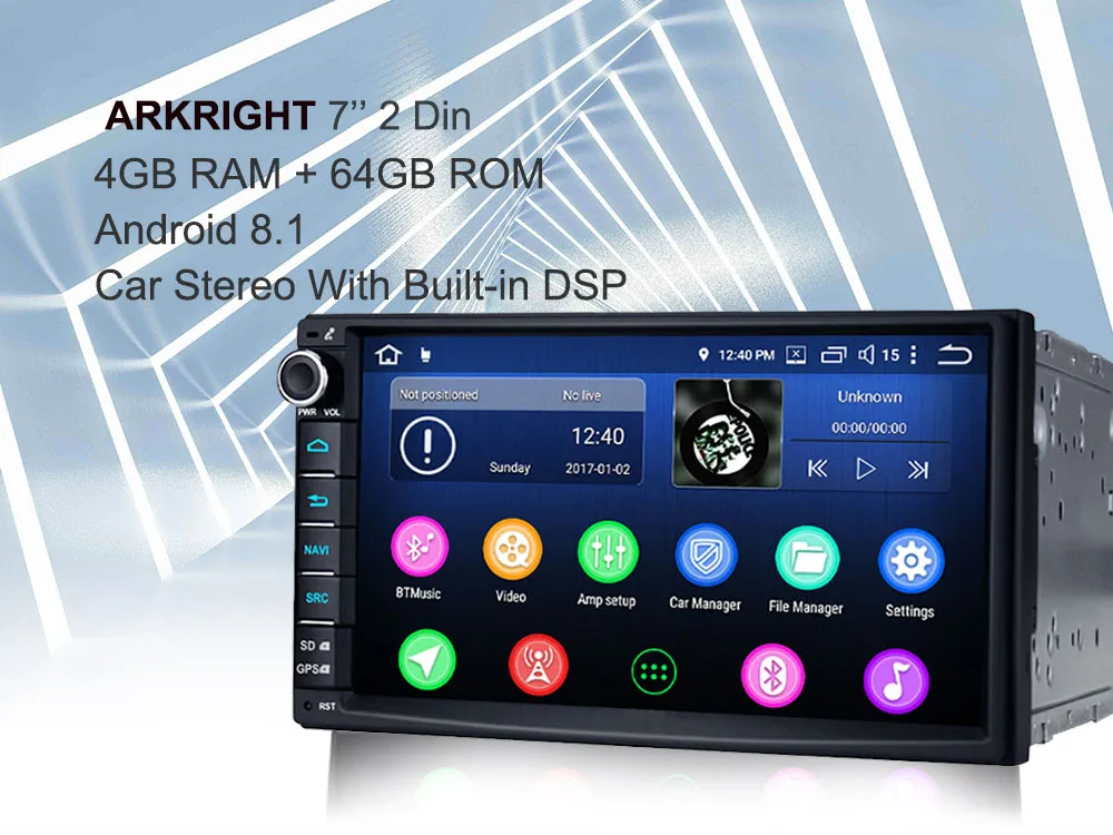 Top ARKRIGHT 7" Android 8.1 4GB 64GB Universal Car Radio Audio Stereo HD GPS Navigation Head Unit DVR OBD Multimedia Player DSP 4G 0