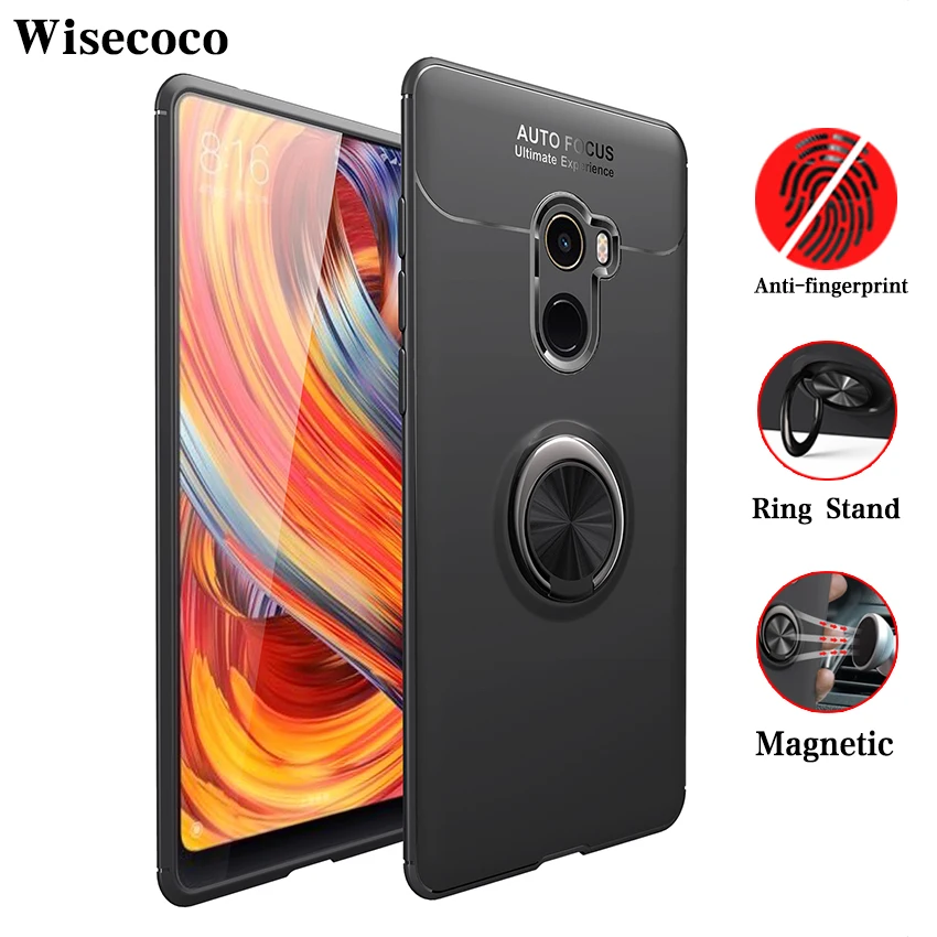 

Magnetic Case for Xiaomi Mi Mix 2 Ring Car Holder Stand Luxury Silicone Tpu Shockproof Bracket Back Cover for Xiao Mix2 Global