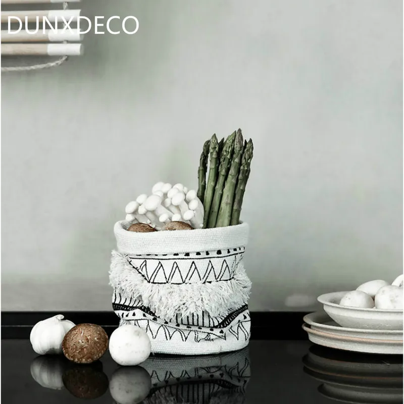 

DUNXDECO Home Office Storage Plant Pot Holder Table Organize Basket Cosmetic Collect Container Modern Simple Desk Decoration