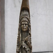 Xd 001901 1" остроумный дизайн Бронза зуб ручной резьбой Индейцев Америндская начальников в Статуя, Бюст