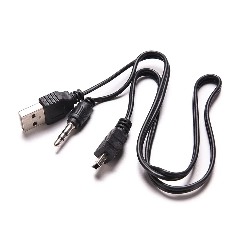 

1PC 50cm USB Mini Male to Male USB 2.0 5pin Standard + 3.5mm AUX Audio Jack Connection Adapter Cable for Speaker Mp3 MP4 Player