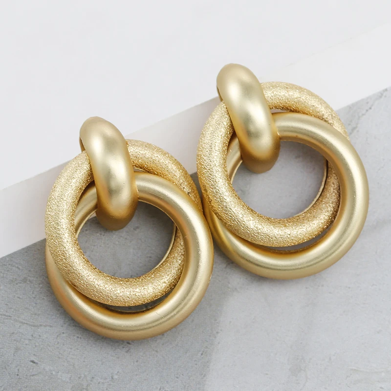

AENSOA Trendy Twist Dumb gold Drop Earrings For Women Statement Irregular Geometric Earrings Unique Design Fashion Jewelry