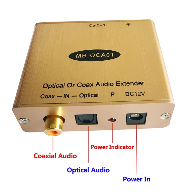 Digital Optical Toslink S/PDIF Coax Fiber Optic Audio Extender over Cat5e/6 Up TO 500ft