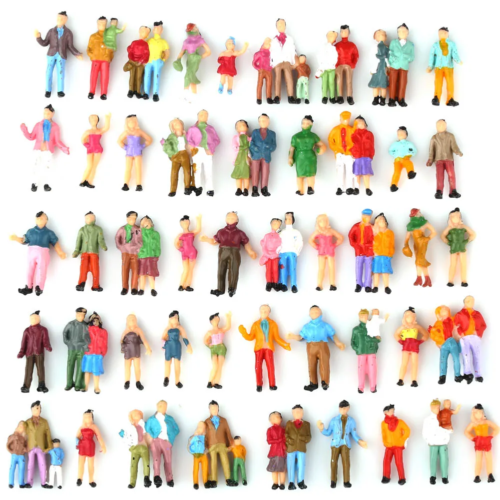 

100pcs HO Scale Painted Figures People Model Scale 1:87 Model Train Passengers Assorted Pose