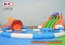 high quality adult and kid hotel inflatable water park games with slides