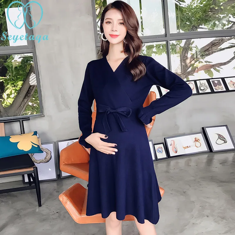 6965# Deep V Neck Ties Waist Knitted Maternity Dress Sexy 2018 Autumn Fashion Clothes for Pregnant Women Fall Pregnancy Sweaters 6965# Deep V Neck Ties Waist Knitted Maternity Dress Sexy 2018 Autumn Fashion Clothes for Pregnant Women Fall Pregnancy Sweaters