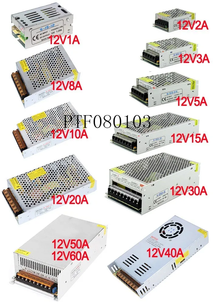 12V 24V 5V Питание светодиодный драйвер адаптер для Светодиодные полосы света светодиодный AC110V-220V переменного тока в постоянный 1A 2A 5A 8A 10A 15A 20A 30A 50A 60A 70A