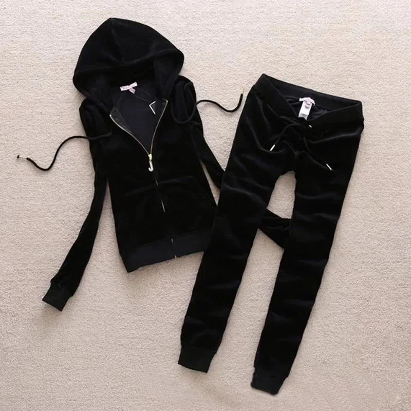 

velvet women's sportswear suit 2019 new Korean version of the velvet sweater two sets of thin hooded spring and autumn clot