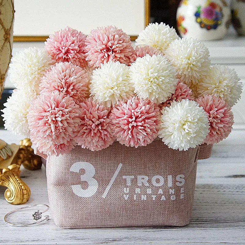 

Small Pom-pom Romantic Artificial Dandelion Flowers Fake Flower Branch Wedding photography DIY Christmas Home Decoration