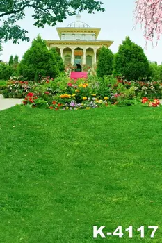 

fundo fotografico 5x7ft Photography Vinyl Background Green Lawns And Flowers Palace Printing Backdrops Photo Studio Stand Fabric