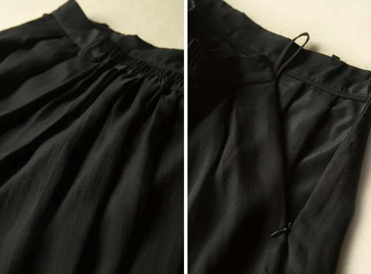 Распродажа, новая шелковая Офисная Женская юбка, Шелковая плиссированная юбка, M L