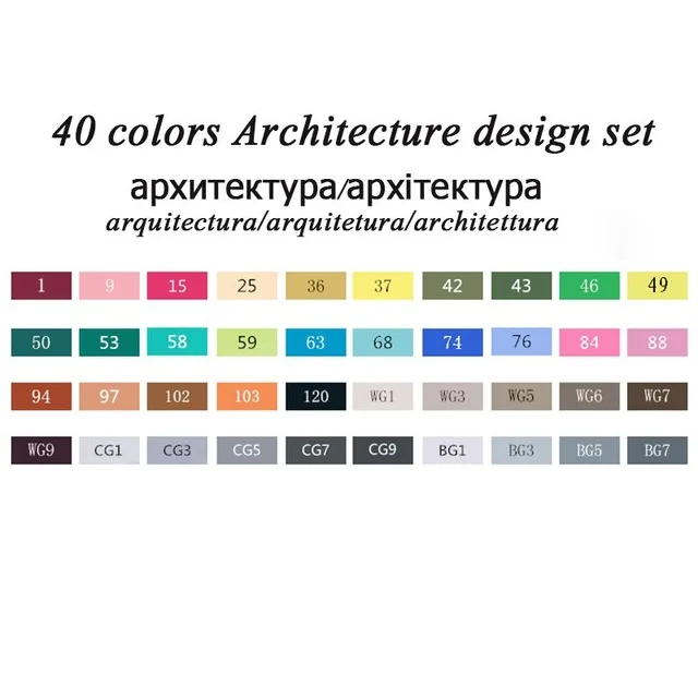 Touchfive 30/40/60/80 цветов набор маркеров для живописи двойной головкой на спиртовой основе фломастер для скетчей для рисования манга Дизайн Набор предметов для изо - Цвет: 40 Architecture Set