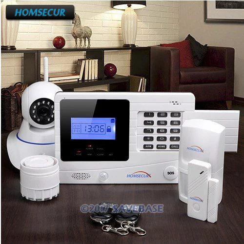 

HOMSECUR Wireless&Wired GSM Autodial Burglar Alarm System With 720P IP Camera