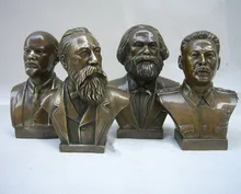 Collectible Decorated Old Bronze Carved Lenin statue, Stalin statue , Marx sculpture ,Engels Memorial Sculpture