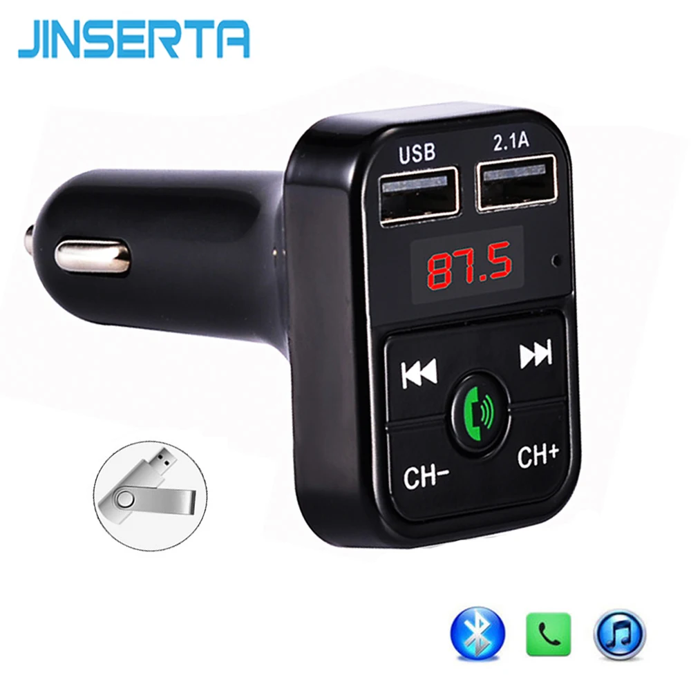 JINSERTA автомобильный Стайлинг Bluetooth fm-передатчик Hands Free автомобильный комплект MP3-плеер TF Flash музыка USB зарядное устройство