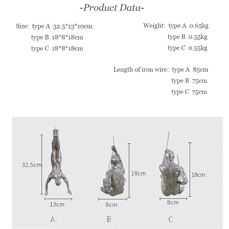 Скалолазание человек смолы настенный кулон кафе бар украшения творческий ретро Статуя гостиная рок Америка промышленный стиль TB01