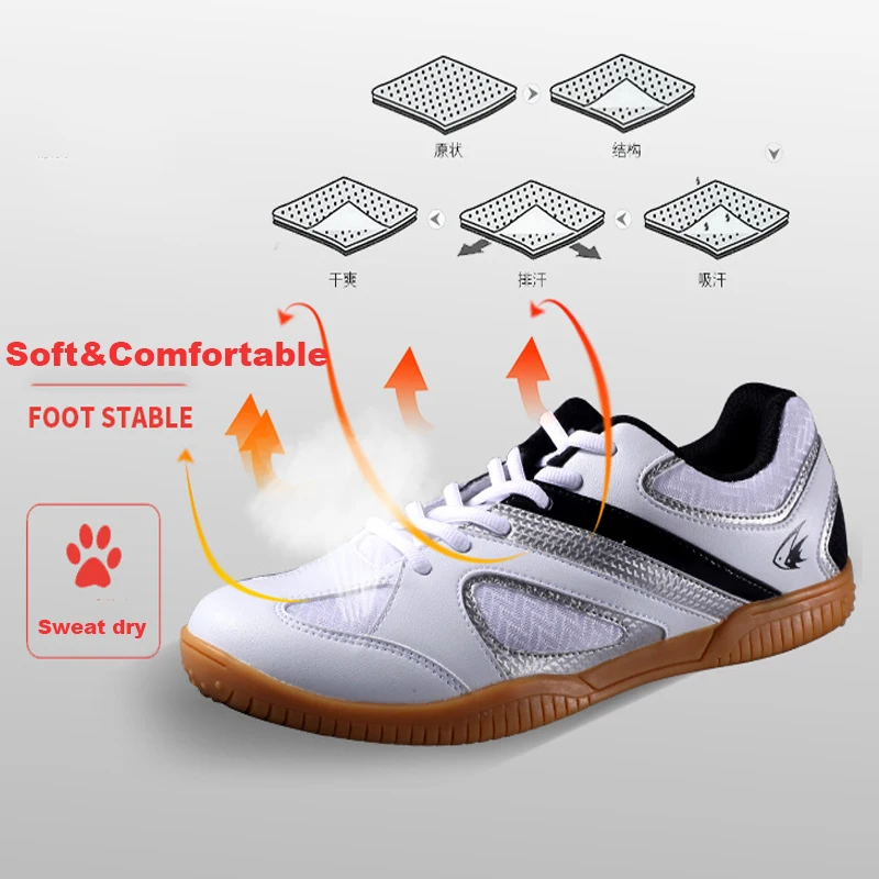 Double Fish High Bounce Cushioning Men Women Non-slip Breathable Table Tennis Badminton Shoes Outdoor Sports Training Sneaker Double Fish High Bounce Cushioning Men Women Non-slip Breathable Table Tennis Badminton Shoes Outdoor Sports Training Sneaker
