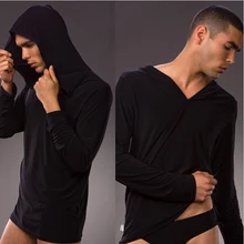 Men sleep tops full sleeve sexy mens sleep suit bathing suits sleepwear coat clothes Casual