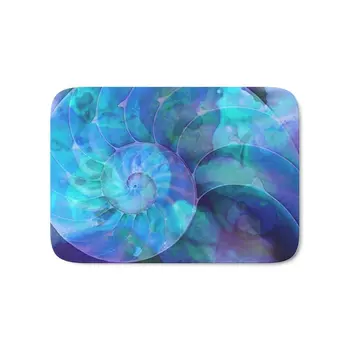 

Blue Nautilus Shell - Seashell Art By Sharon Cummings Bath Mat 21" x 34"Pattern Fleece Rug Anti-Slip Doormat Home Decor