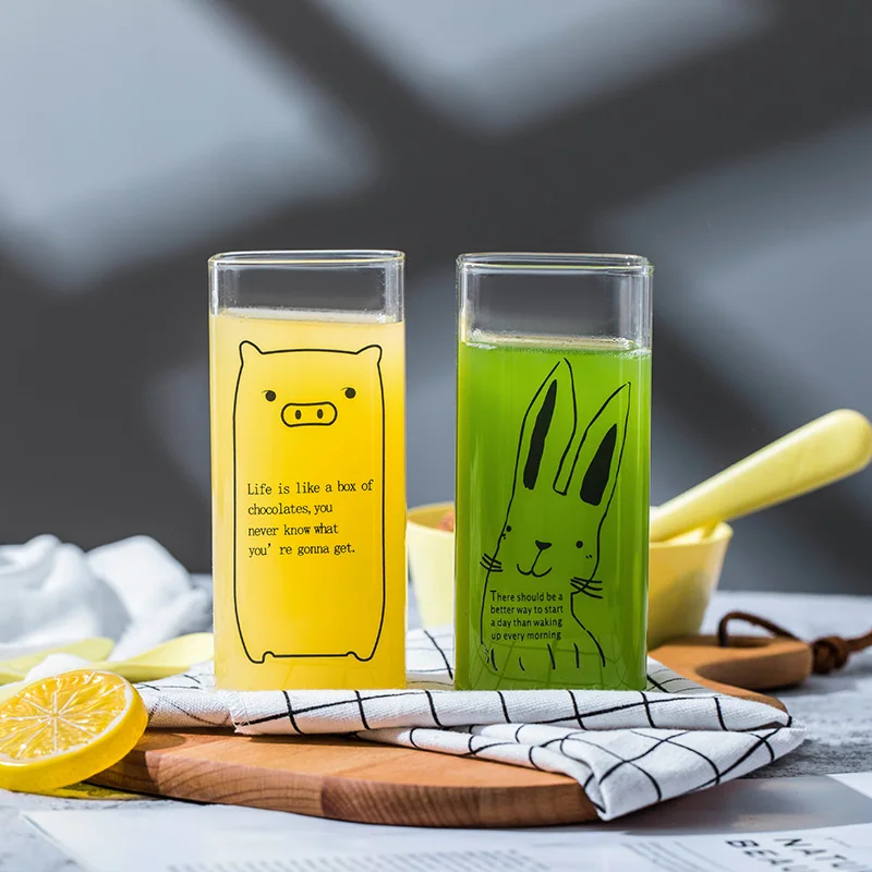 Creative Printed Glass Mug - Unique 400ml Drinkware for Coffee, Tea, and More