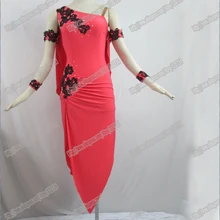 Розово-красное профессиональное латинское танцевальное платье, Самба Сальса танцевальное платье, танцевальный костюм, танцевальная одежда, Стразы DMC, лучший, LD-0031