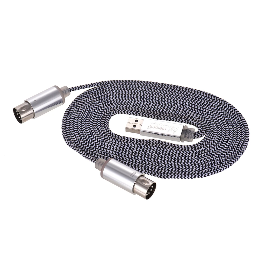 MIDI Keyboard Cable MIDI IN OUT to USB Cable Cord Aluminum Alloy Plugs
