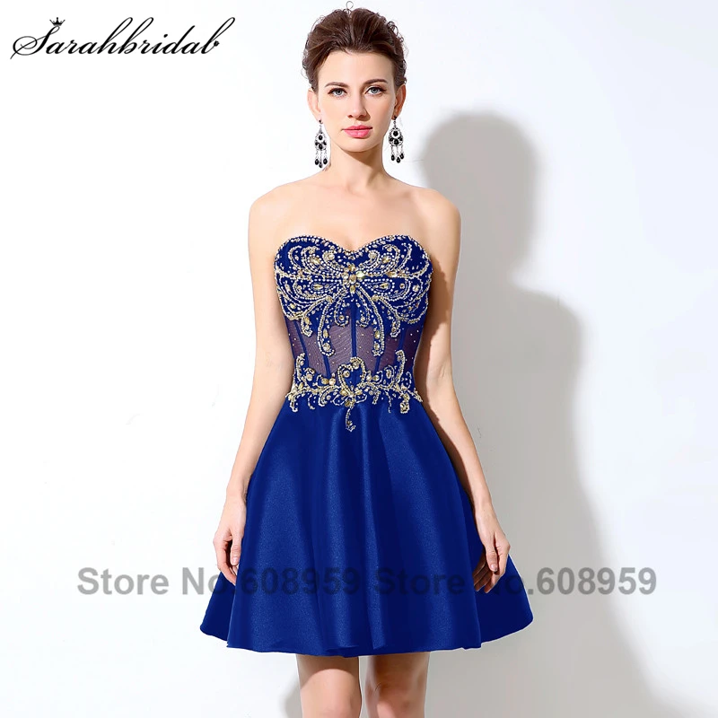 Buy Gold Rhinestone Crystal Short Dresses