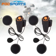 Fodsports soft earphone+BT-S2 motorcycle helmet intercom motorbike wireless bluetooth waterproof Headset BT Interphone with FM