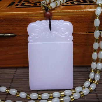 

China Hand engraving Hetian white jade Ping'an Pendant Necklace