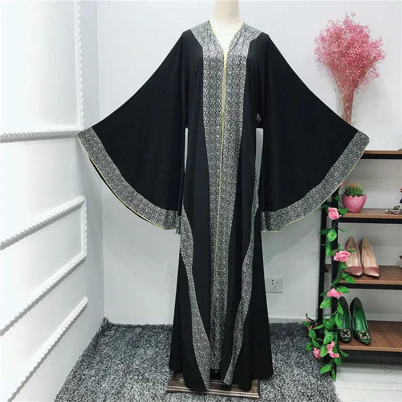 Стильный и элегантный Дубай открытый абайя, кафтан турецкий мусульманский рукав летучая мышь женское платье исламский кафтан наряд