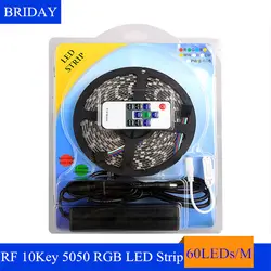 SMD5050 5 M RGB Светодиодные ленты свет IP65 Водонепроницаемый 60 Светодиодный/м гибкий светодиодный светильник с 10Key РФ контроллер + DC 12 V драйвер