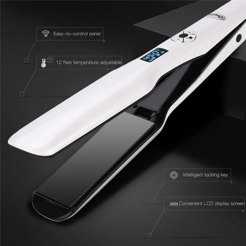 Professional Выпрямитель для волос 3D плавающий Flat Iron 1.73in широкая тарелка турмалин керамический утюжок для волос утюги ЖК дисплей Display45