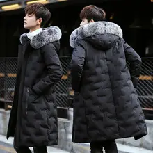 4XL Плюс Размер мужская зимняя куртка мужские парки новые мужские хлопковые пальто мужские тонкие толстые длинные пальто с лисьим мехом