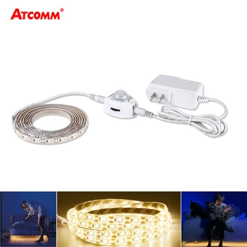 

1m 2m 3m 4m 5m DC 12V LED Strip Light With Motion Sensor 110V 220V Input Power Supply For Bedroom Closet Wardrobe Lighting