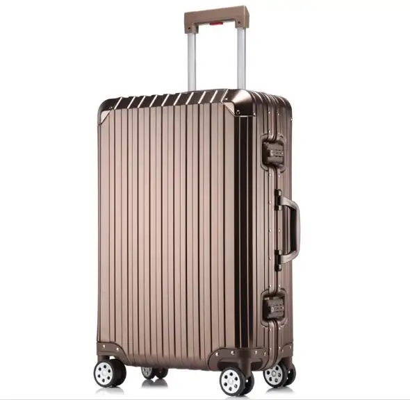 20 inch 29 Aluminum-magnesium Alloy Rolling Luggage Boarding Spinner Wheel Suitcase valise Trolley Hardside Box XL030 - Цвет: Brown