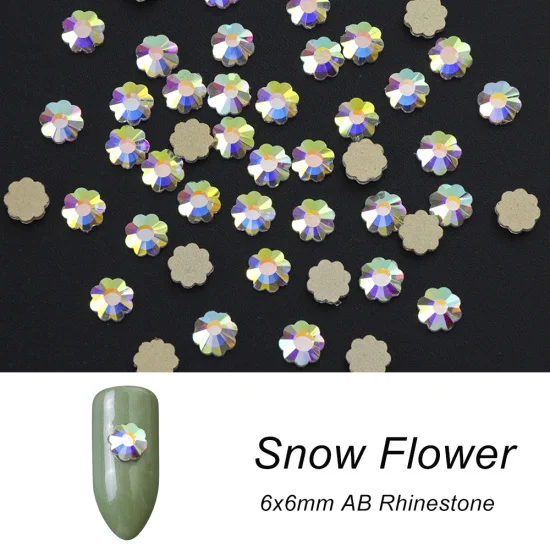 Полная красота 10 шт. Кристальные блестящие 3D Стразы для дизайна ногтей AB Красочные конский глаз/капля/Футбол/алмаз DIY Декор Подвески CH532-1 - Цвет: Snow Flower 6x6mm