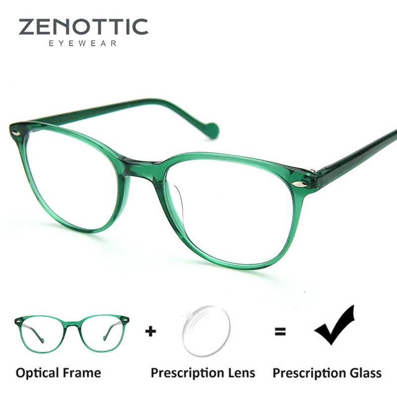 

ZENOTTIC Retro Rivet Prescription Glasses Frame Women Optical Myopia Eyeglasses Hyperopia Spectacles Photochromic Anti-Blue-Ray