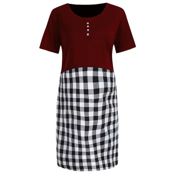 

Women's Maternity Dresses O-Neck Short Sleeve Summer Splicing Lattice Pregnanty Dress 2019 Maternity Gown Vestido Gestante