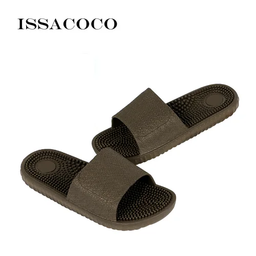 ISSACOCO 남성용 플랫 실내 마사지 슬리퍼, 가정용 미끄럼 방지 마사지 슬리퍼, 비치 플립 플롭 4