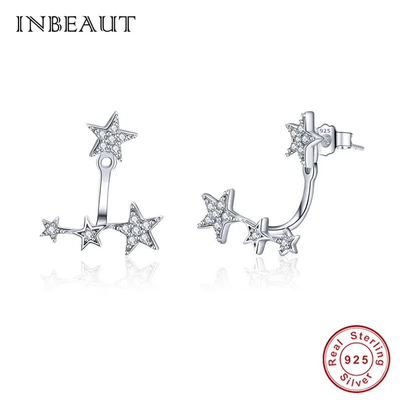 

INBEAUT 100% Real 925 Sterling Silver Star Zircon Stud Earrings for Women Romantic Sky Night Stars Earrings Fashion Jewelry Gift