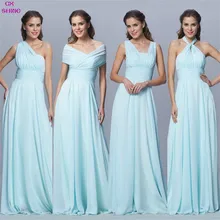 CX SHINE Custom Color Size Chiffon long Convertible bridesmaid dresses Blue pink ribbon wedding Prom party dress Plus Vestidos